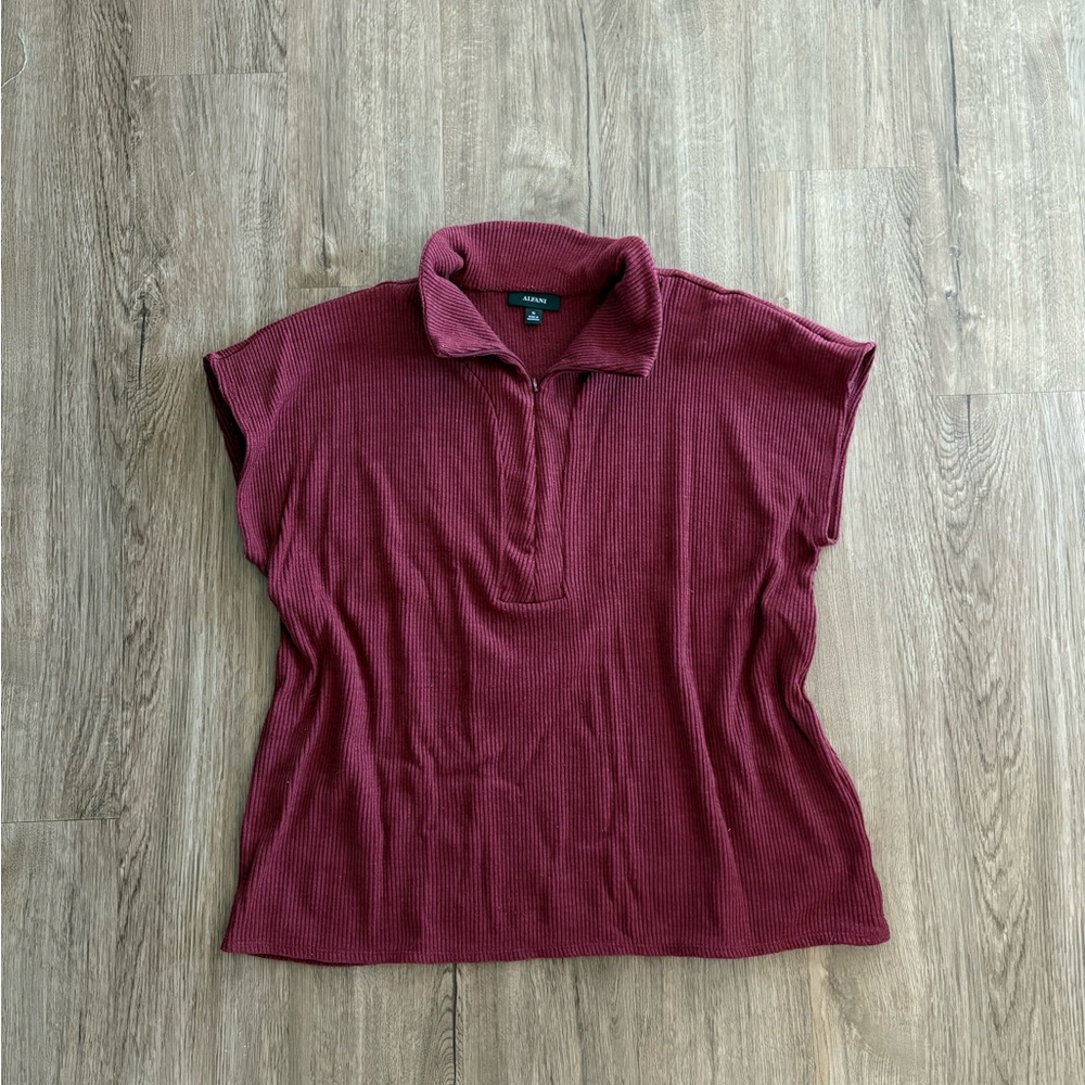 Deep Red Alfani Collared Top